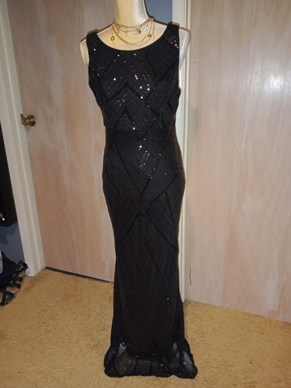 Source Unknown Black Sequin Maxi Dress